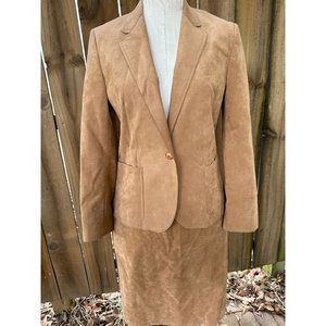 Vintage BLASSPORT ULTRA SUEDE Skirt Suit Tan sz 10 Modern S